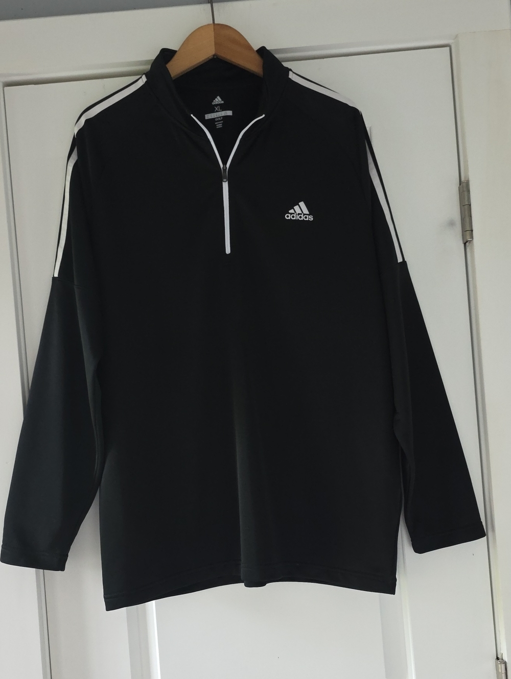 Adidas Golf Black 1/4 Zip Pullover with White Stripe